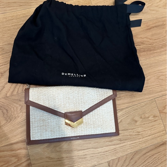 DeMellier Tokyo Raffia/Tan Brown Shoulder Bag Clutch Envelope - Picture 3 of 9